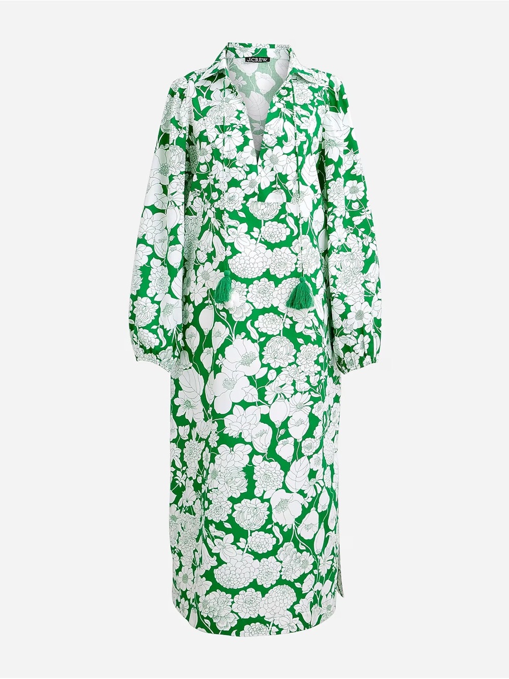 NWT J. Crew Tunic Dress in Kelly Green & White, S